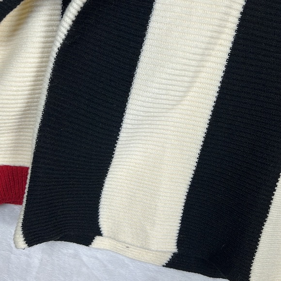 Commense Oversized Black White Red Bold Stripes Color Block Soft Knit Sweater - Picture 7 of 14
